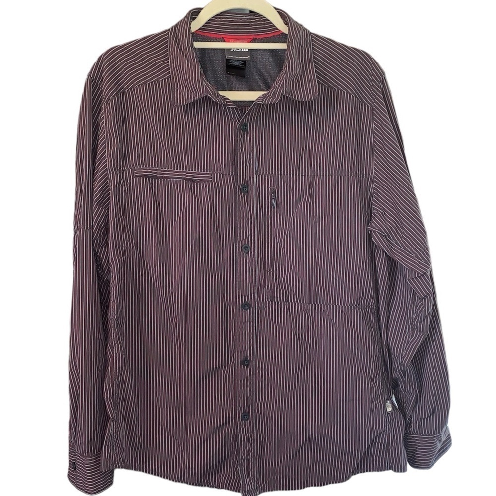 The North Face button down shirt long sleeve hidden pockets stripes size medium